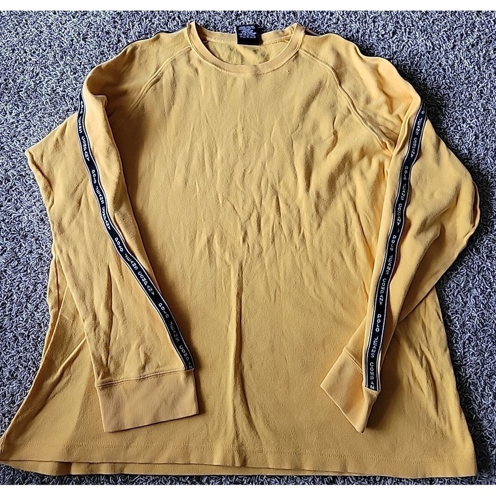 Vintage Polo Jeans Yellow Graphic Logo Cotton T-shirt Adult Size XLarge USA